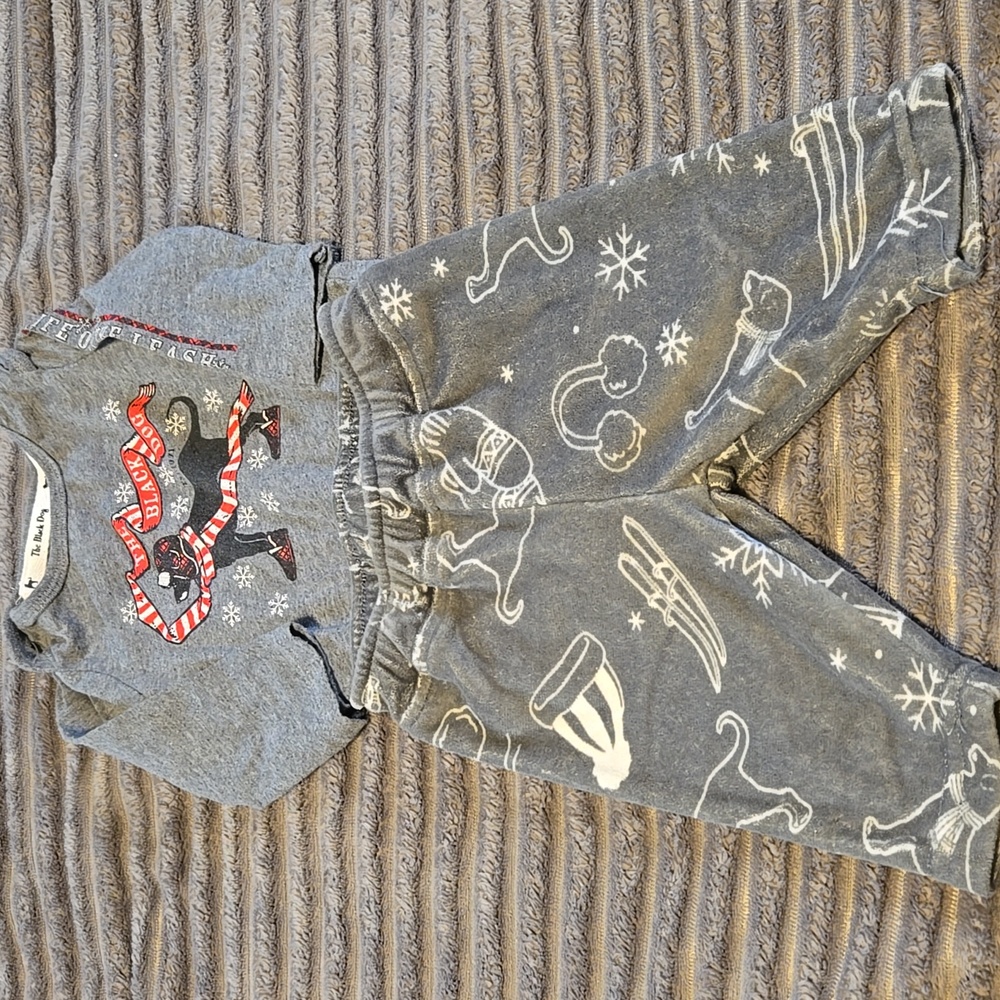 Great conditon winter themed black dog set